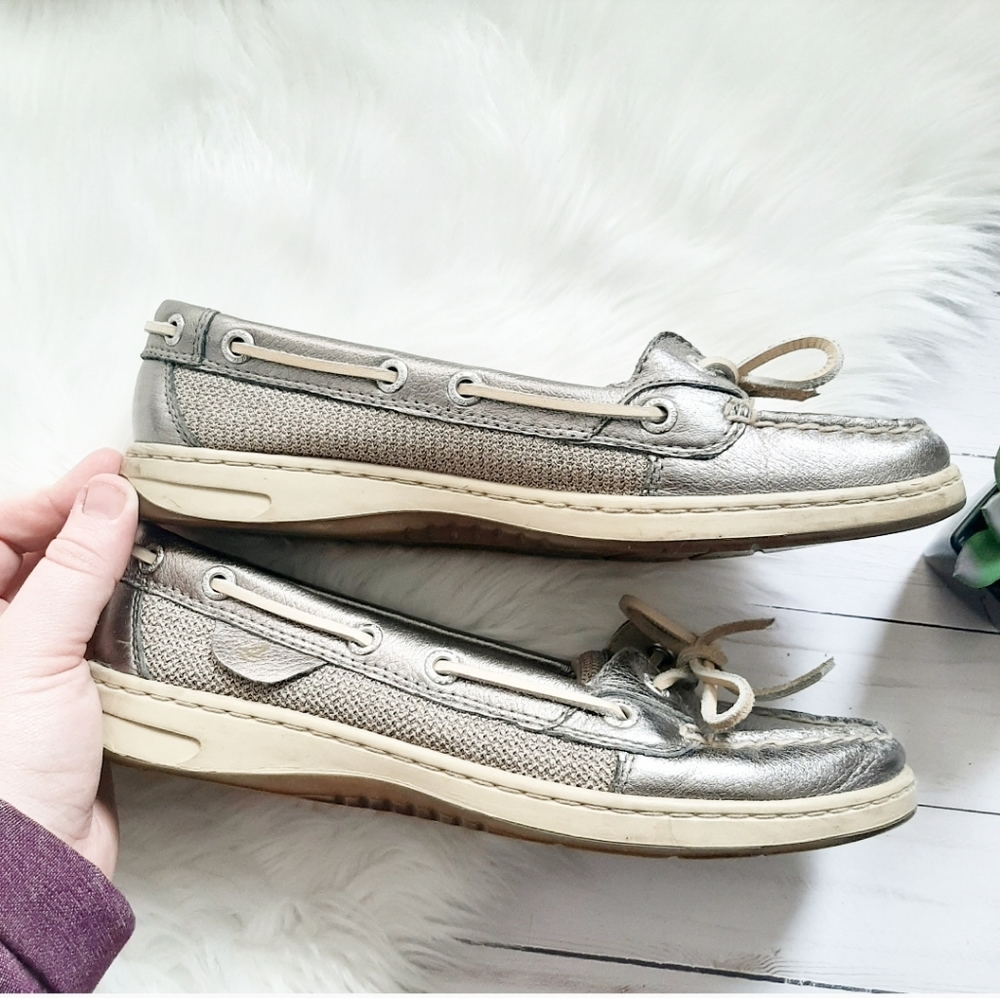 Sperry Top Sider Silver Boat Shoes - Picture 4 of 7